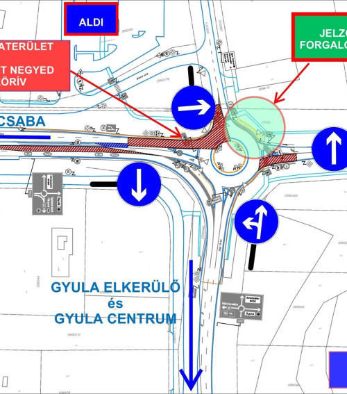 Folytatódik a 44-es főút körforgalom felújítása Gyulán – változik a forgalmi rend