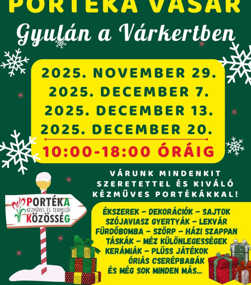 Karácsonyi Portéka vásár a Várkertben