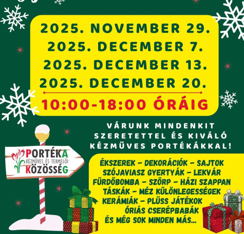 Karácsonyi Portéka vásár a Várkertben