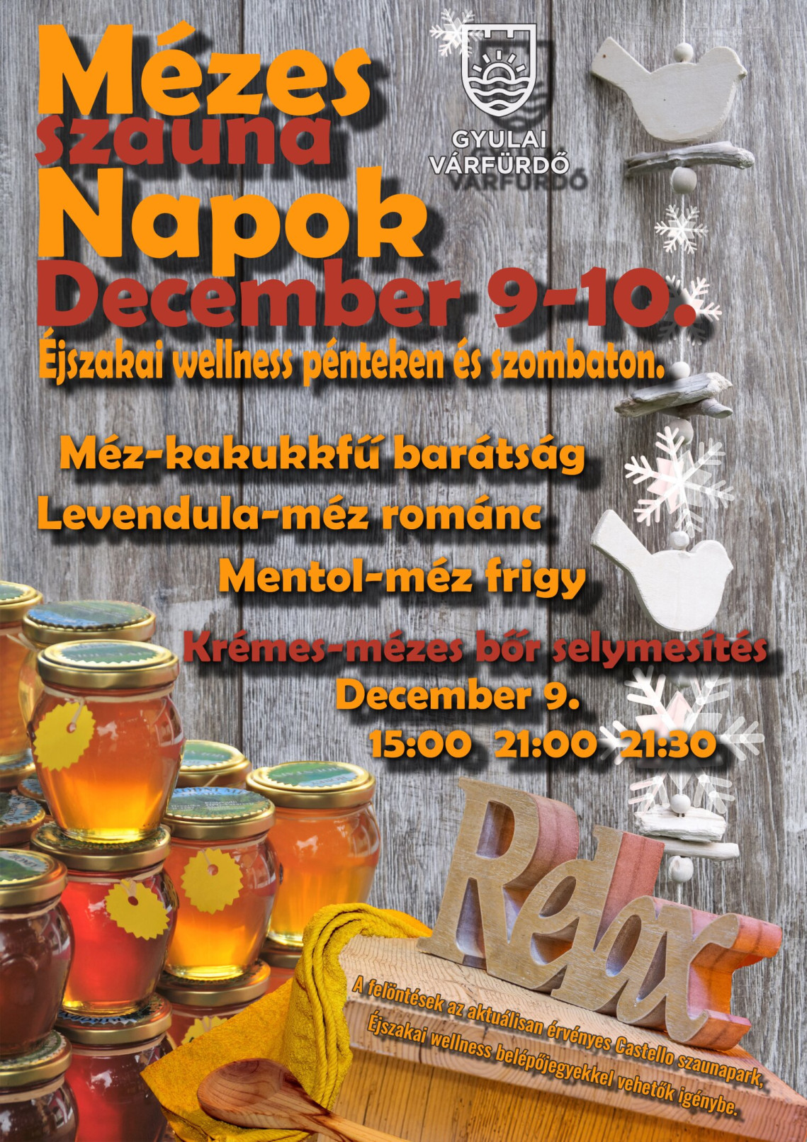 Mézes szauna plakát Éjszakai wellness 2022